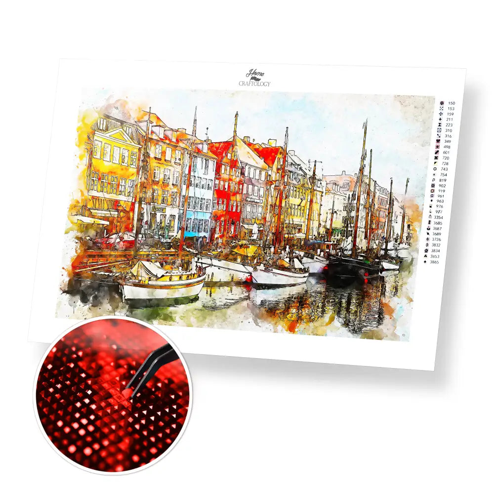 Boats at the Harbor - Premium Diamond Painting Kit - 45x30cm / 18x12’’ / Square (Most Popular) - Diamond Painting Kit