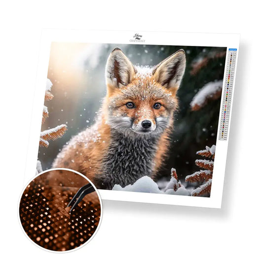 Brown Arctic Fox - Premium Diamond Painting Kit - 25x20cm / 10x8’’ / Square (Most Popular) - Diamond Painting Kit