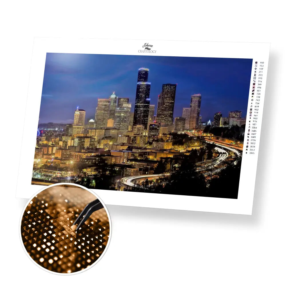 Buildings at Night - Premium Diamond Painting Kit - 45x30cm / 18x12’’ / Square (Most Popular) - Diamond Painting Kit