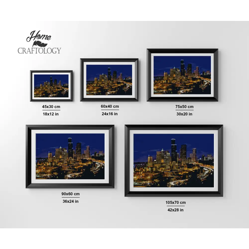 Buildings at Night - Premium Diamond Painting Kit - Diamond Painting Kit