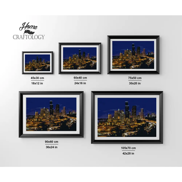 Buildings at Night - Premium Diamond Painting Kit - Diamond Painting Kit