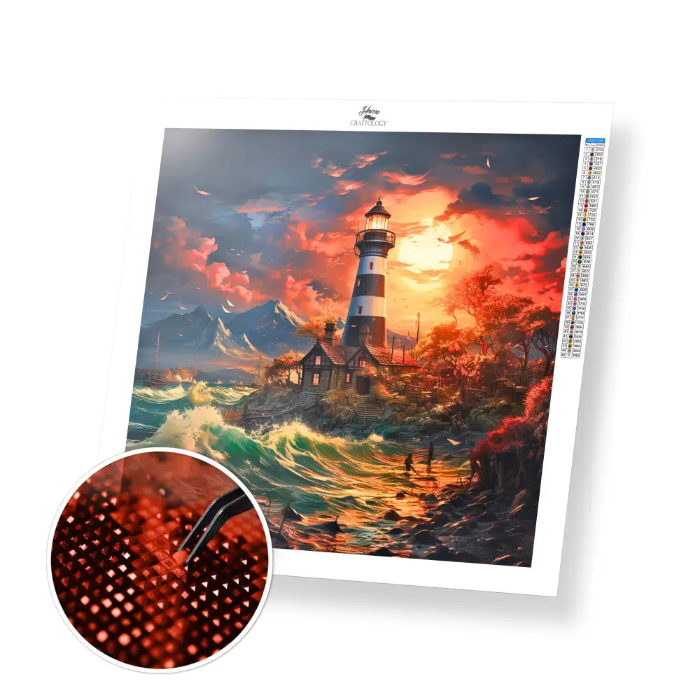 Cabin by the Lighthouse - Exclusive Premium Diamond Painting Kit - 30x30cm / 12x12’’ / Square (Most Popular) / No Frame