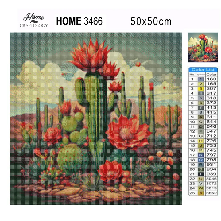 Cactus with Flowers - Exclusive Premium Diamond Painting Kit - Diamond Painting Kit