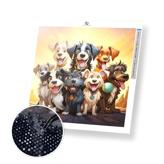 Cartoon Dogs - Exclusive Premium Diamond Painting Kit - 30x30cm / 12x12’’ / Square (Most Popular) - Diamond Painting Kit