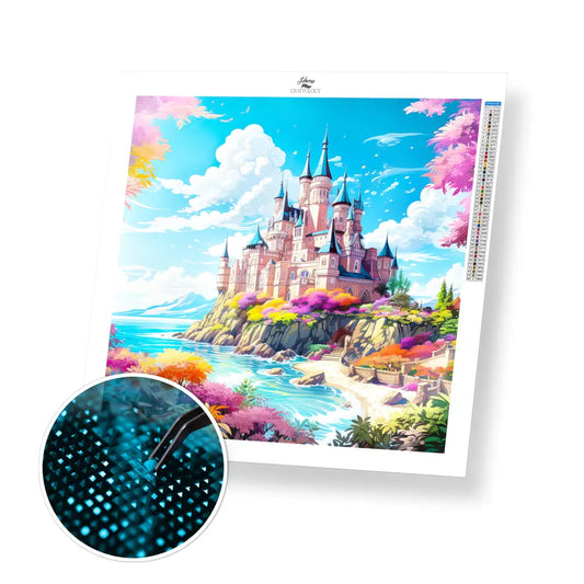 Castle by the Cliff - Exclusive Premium Diamond Painting Kit - 30x30cm / 12x12’’ / Square (Most Popular) - Diamond