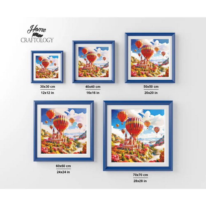 Castle with Hot Air Balloon - Exclusive Premium Diamond Painting Kit - Diamond Painting Kit