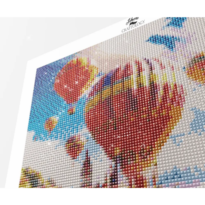 Castle with Hot Air Balloon - Exclusive Premium Diamond Painting Kit - Diamond Painting Kit