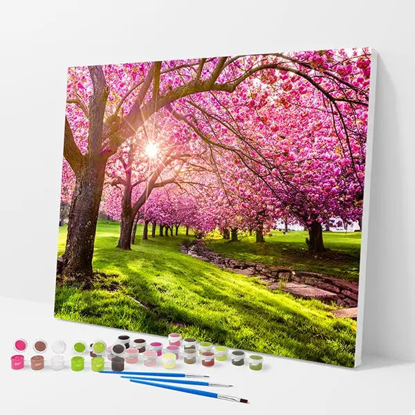 Cherry Blossom Glade Kit - Paint By Numbers - 30x40cm / 12x16’’ / No Frame - Paint By Numbers