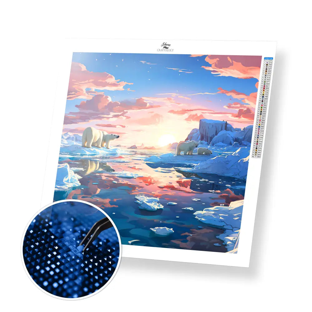 Chilling Polar Bears - Exclusive Premium Diamond Painting Kit - 30x30cm / 12x12’’ / Square (Most Popular) - Diamond