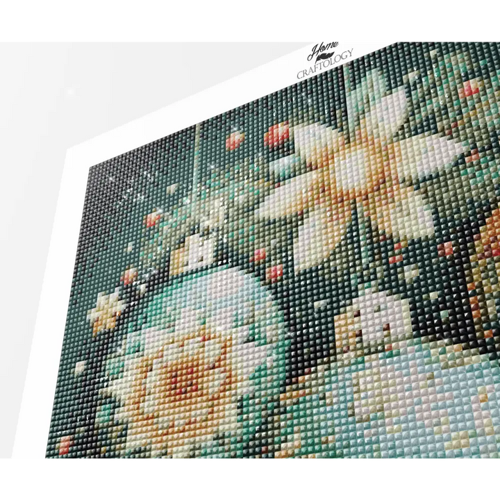 Christmas Balls with Flowers - Exclusive Premium Diamond Painting Kit - Diamond Painting Kit