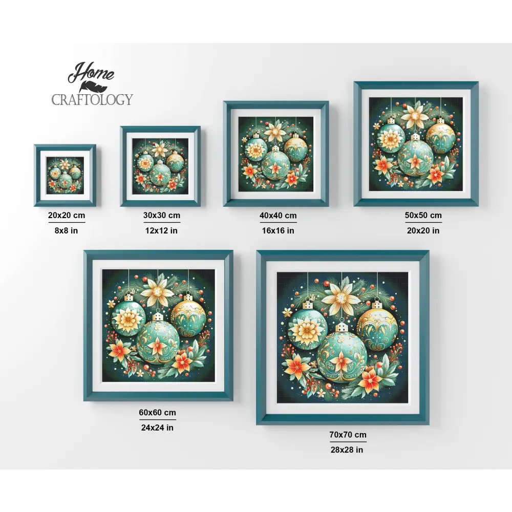 Christmas Balls with Flowers - Exclusive Premium Diamond Painting Kit - Diamond Painting Kit