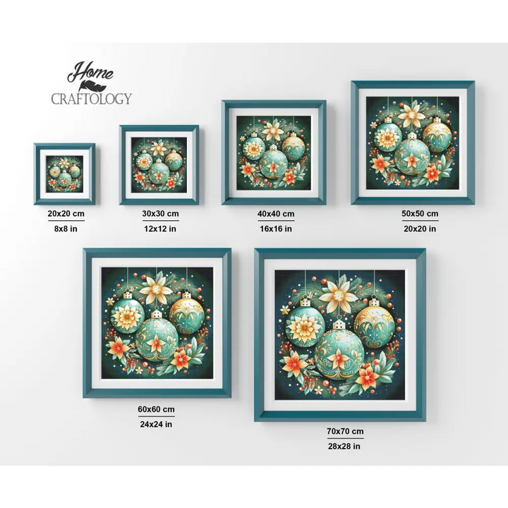 Christmas Balls with Flowers - Exclusive Premium Diamond Painting Kit - Diamond Painting Kit
