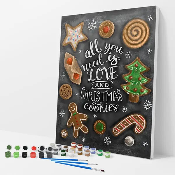 Christmas Cookies Kit - Paint By Numbers - 30x40cm / 12x16’’ / No Frame - Paint By Numbers