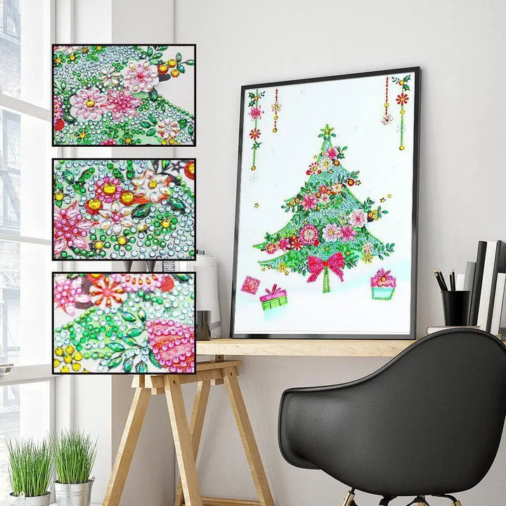 Christmas Tree Gemstone - Premium 5D Poured Glue Diamond Painting Kit - 30x40cm / 12x16’’ - Gemstone