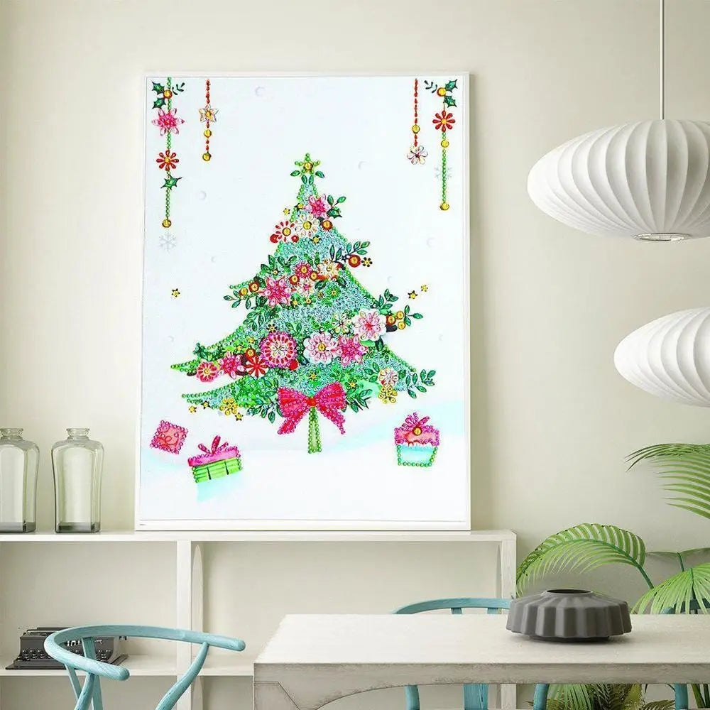 Christmas Tree Gemstone - Premium 5D Poured Glue Diamond Painting Kit - 30x40cm / 12x16’’ - Gemstone