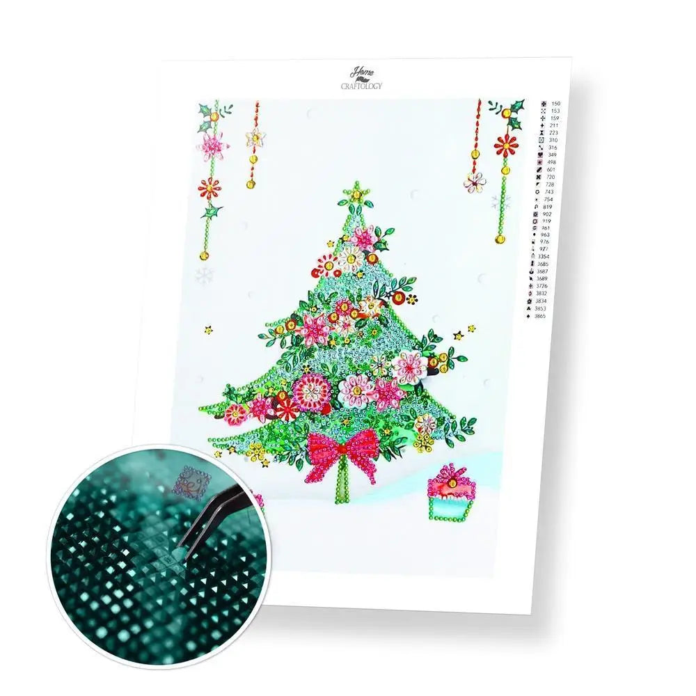 Christmas Tree Gemstone - Premium 5D Poured Glue Diamond Painting Kit - 30x40cm / 12x16’’ - Gemstone