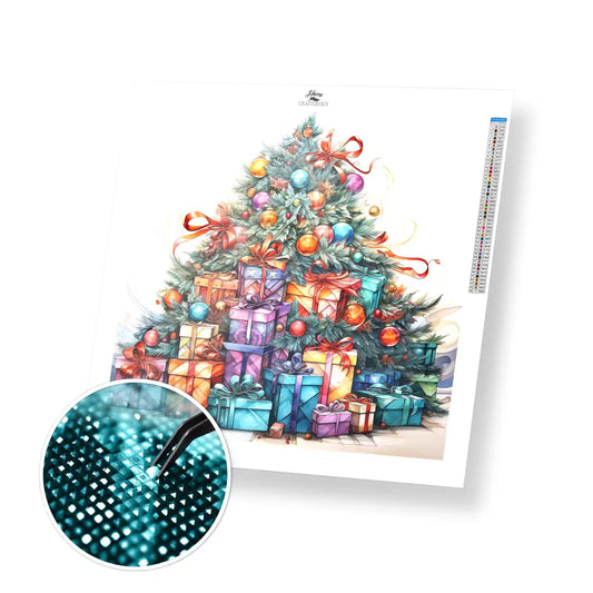 Christmas Tree with Lots of Gifts - Exclusive Premium Diamond Painting Kit - 30x30cm / 12x12’’ / Square (Most Popular)