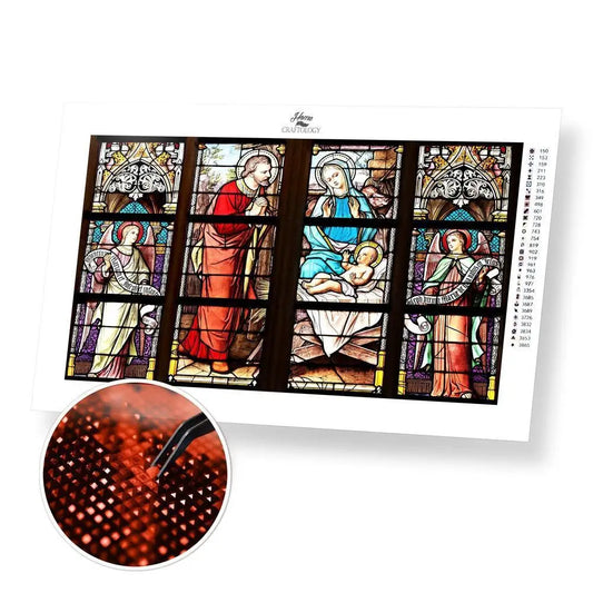 Church Stained Glass Windows - Premium Diamond Painting Kit - 50x30cm / 20x12’’ / Square (Most Popular) - Diamond