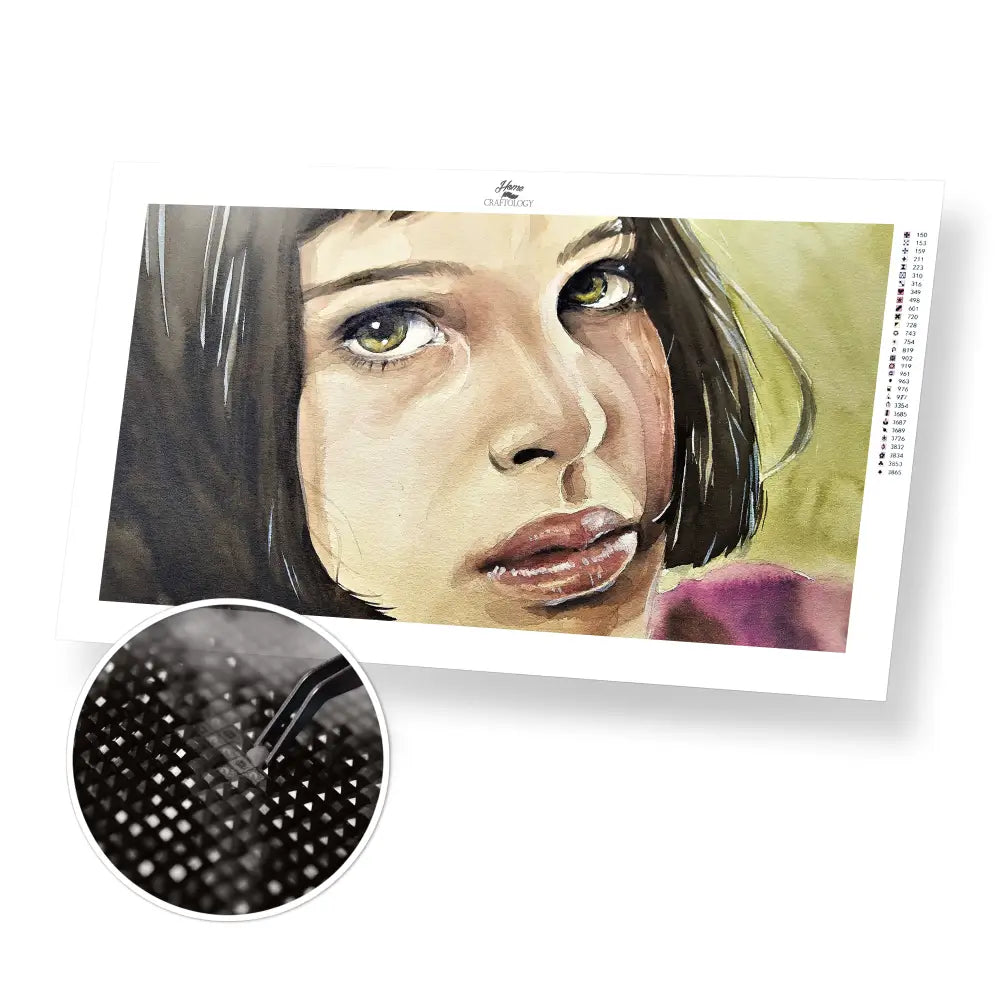 Close-up Girl’s Face Painting - Premium Diamond Painting Kit - 35x20cm / 14x8’’ / Square (Most Popular) - Diamond