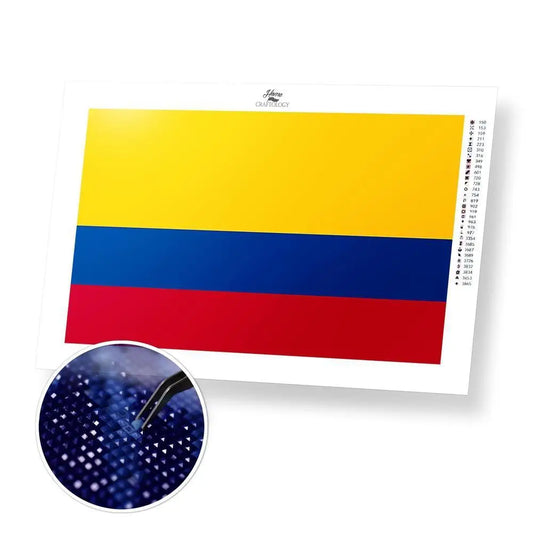 Colombia Flag - Premium Diamond Painting Kit - 45x30cm / 18x12’’ / Square (Most Popular) - Diamond Painting Kit