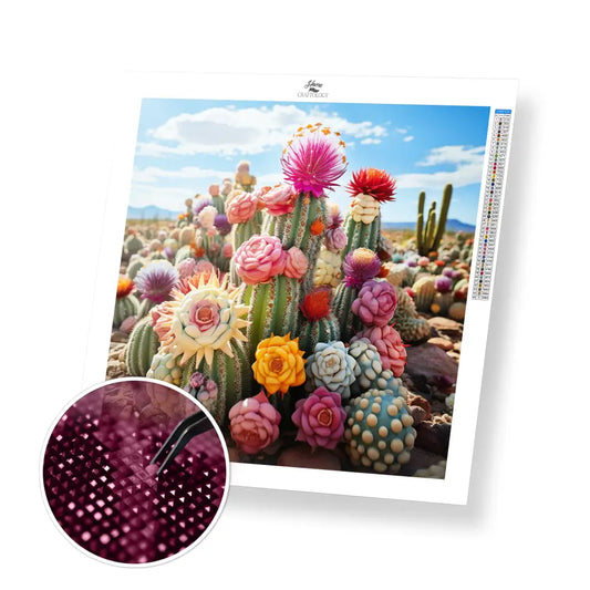 Colorful Cactus - Exclusive Premium Diamond Painting Kit - 30x30cm / 12x12’’ / Square (Most Popular) - Diamond Painting