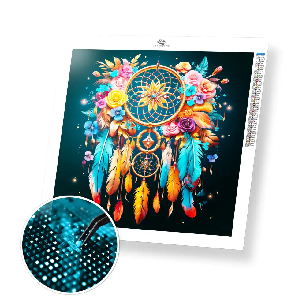 Colorful Dreamcatcher - Exclusive Premium Diamond Painting Kit - 20x20cm / 8x8’’ / Square (Most Popular) - Diamond