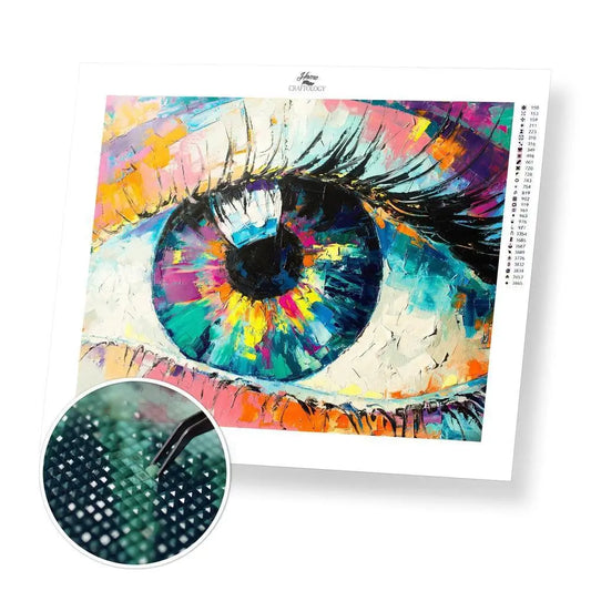 Colorful Eye - Exclusive Premium Diamond Painting Kit - 25x20cm / 10x8’’ / Square (Most Popular) - Diamond Painting Kit