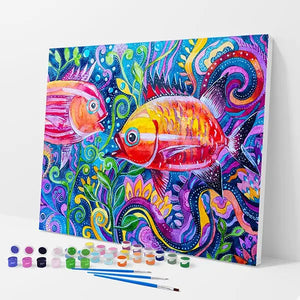 Colorful Fish Kit - Paint By Numbers - 30x40cm / 12x16’’ / No Frame - Paint By Numbers