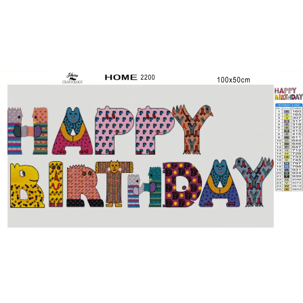 Colorful Happy Birthday - Premium Diamond Painting Kit - Diamond Painting Kit
