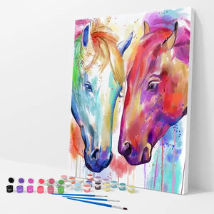 Colorful Horses Kit - Paint By Numbers - 30x40cm / 12x16’’ / No Frame - Paint By Numbers