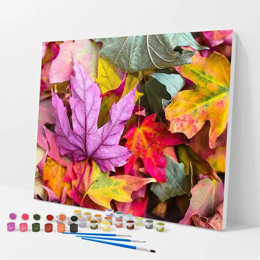 Colorful Maple Leaves Kit - Paint By Numbers - 30x40cm / 12x16’’ / No Frame - Paint By Numbers