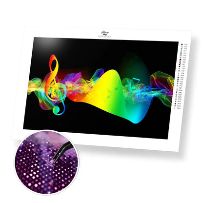 Colorful Musical Notes - Premium Diamond Painting Kit - 45x30cm / 18x12’’ / Square (Most Popular) - Diamond Painting Kit
