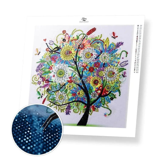 Colorful Tree Gemstone - Premium 5D Poured Glue Diamond Painting Kit - 30x30cm / 12x12’’ - Gemstone