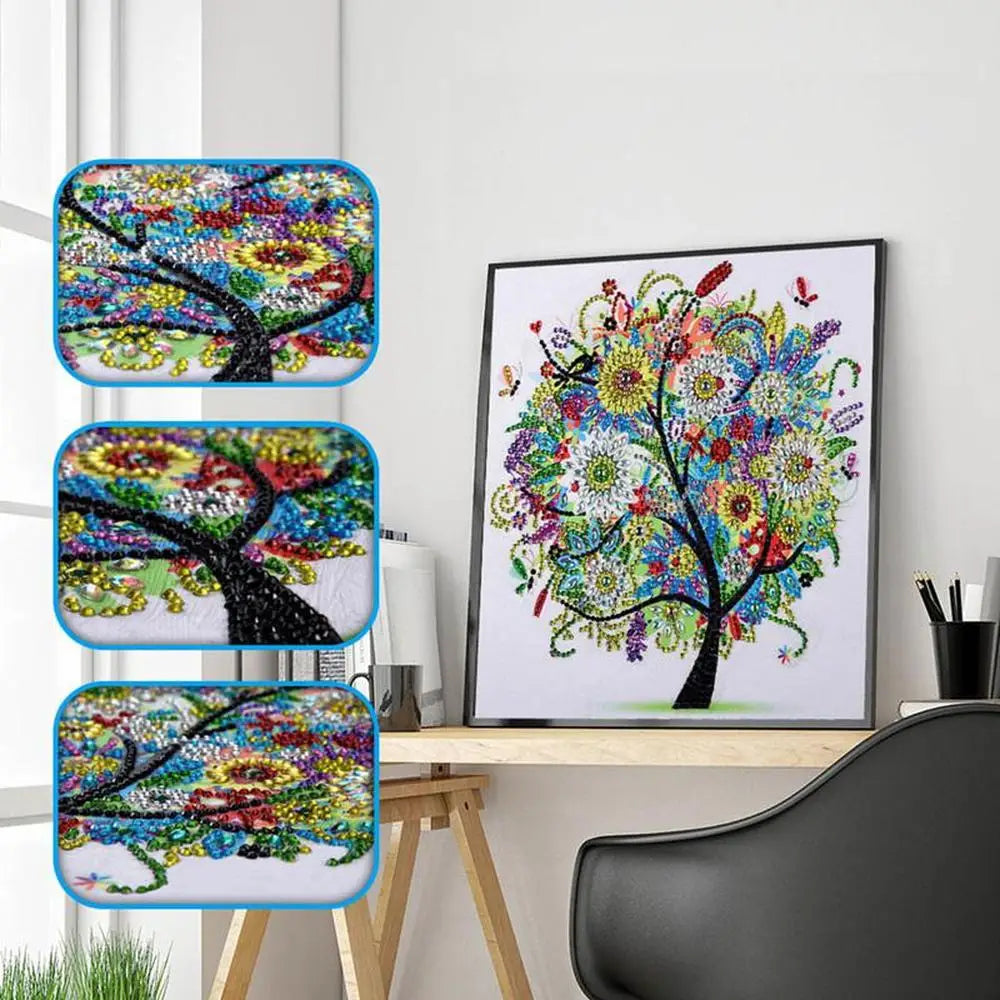 Colorful Tree Gemstone - Premium 5D Poured Glue Diamond Painting Kit - 30x30cm / 12x12’’ - Gemstone