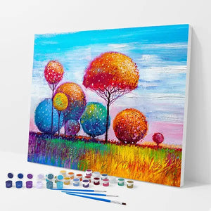 Colorful Trees Kit - Paint By Numbers - 30x40cm / 12x16’’ / No Frame - Paint By Numbers