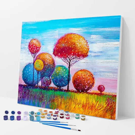 Colorful Trees Kit - Paint By Numbers - 30x40cm / 12x16’’ / No Frame - Paint By Numbers