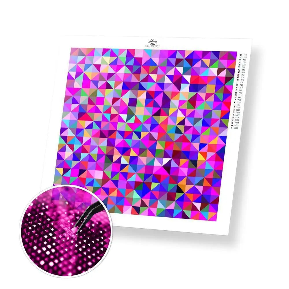 Colorful Triangles - Premium Diamond Painting Kit - 30x30cm / 12x12’’ / Square (Most Popular) - Diamond Painting Kit