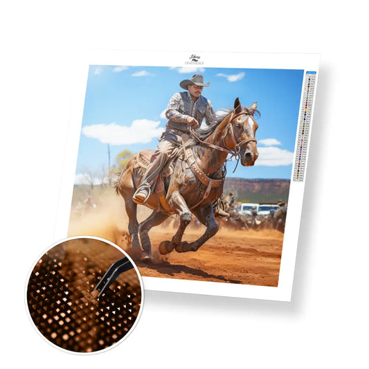 Cowboy in Rodeo - Exclusive Premium Diamond Painting Kit - 30x30cm / 12x12’’ / Square (Most Popular) - Diamond Painting