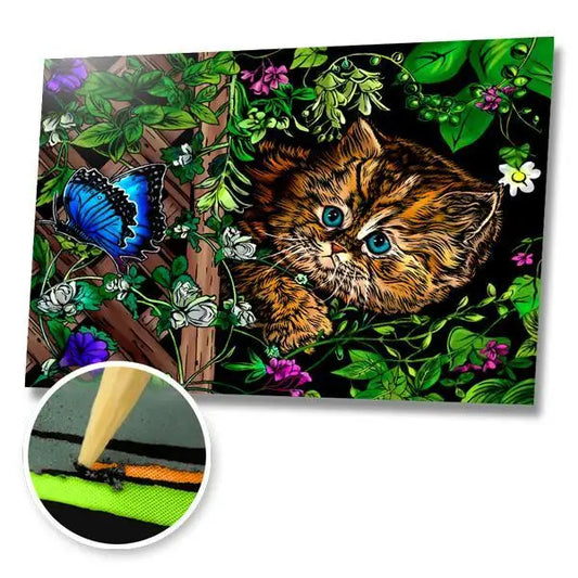 Curious Kitten - Scratch Painting Kit - Scratch Painting