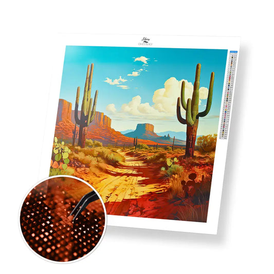 Desert Road - Exclusive Premium Diamond Painting Kit - 20x20cm / 8x8’’ / Square (Most Popular) - Diamond Painting Kit