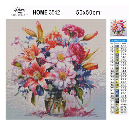 Different Flowers in a Vase - Exclusive Premium Diamond Painting Kit - Diamond Painting Kit