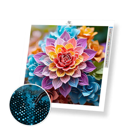 Different Shades of Petals - Exclusive Premium Diamond Painting Kit - 20x20cm / 8x8’’ / Square (Most Popular)
