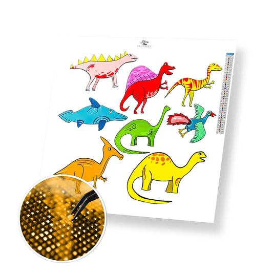 Dinosaur Wallpaper - Premium Diamond Painting Kit - 20x20cm / 8x8’’ / Square (Most Popular) - Diamond Painting Kit