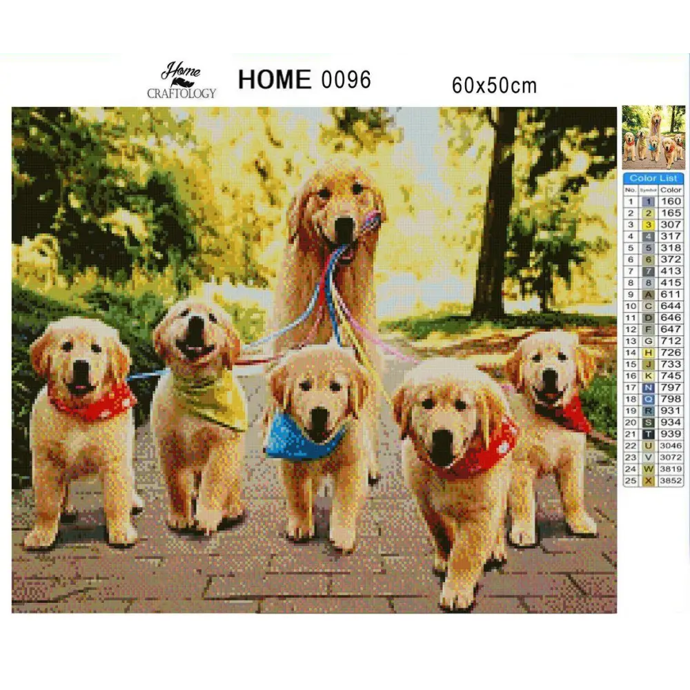 Dog Family - Premium Diamond Painting Kit - Diamond Painting Kit