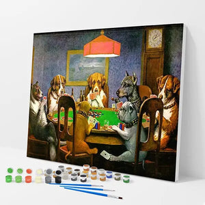 Dogs Playing Poker Kit - Paint By Numbers - 30x40cm / 12x16’’ / No Frame - Paint By Numbers