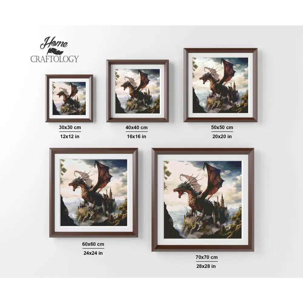 Dragon Over a Castle - Exclusive Premium Diamond Painting Kit - Diamond Painting Kit