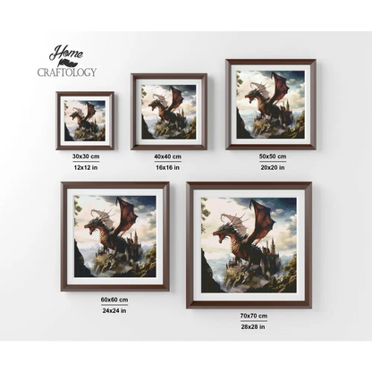 Dragon Over a Castle - Exclusive Premium Diamond Painting Kit - Diamond Painting Kit