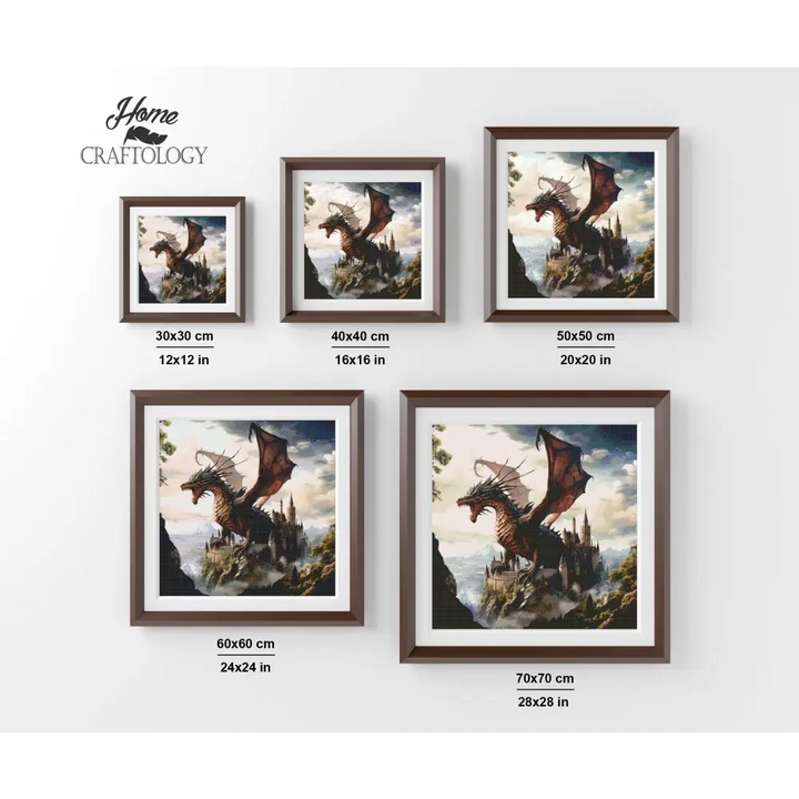 Dragon Over a Castle - Exclusive Premium Diamond Painting Kit - Diamond Painting Kit