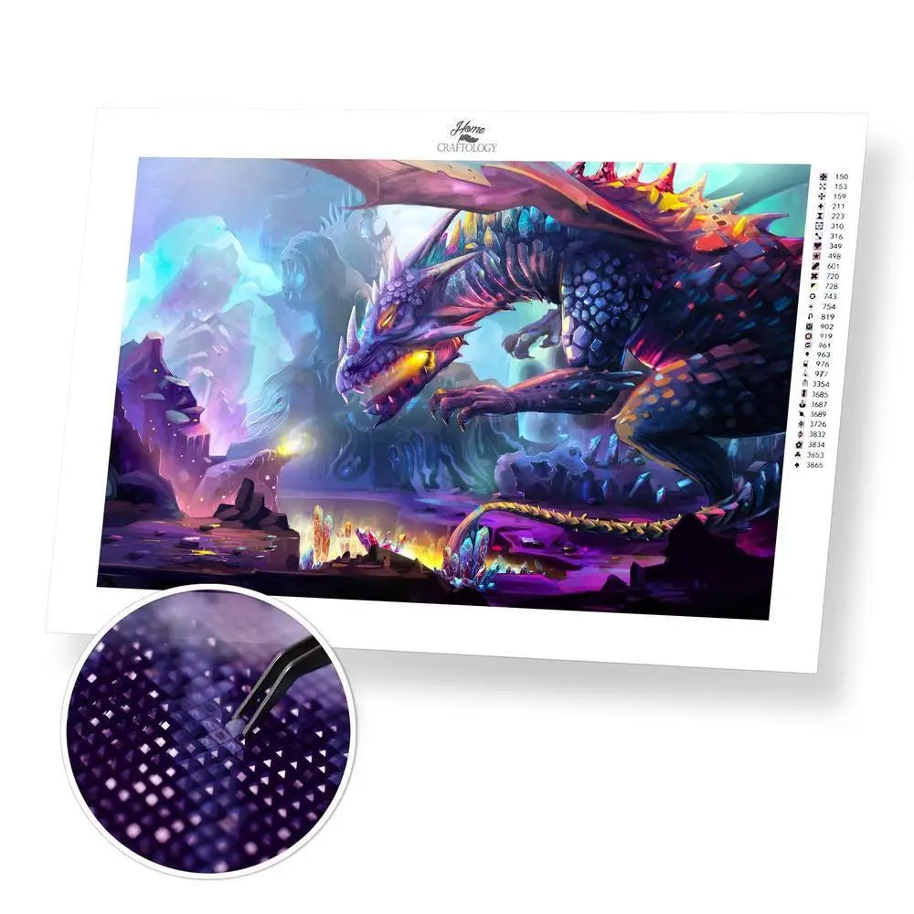 Dragon with Crystals - Exclusive Premium Diamond Painting Kit - 30x20cm / 12x8’’ / Square (Most Popular) - Diamond