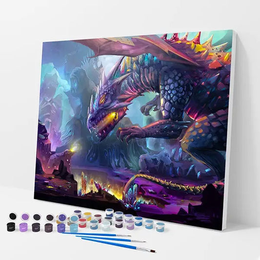 Dragon with Crystals Kit - Paint By Numbers - 30x40cm / 12x16’’ / No Frame - Paint By Numbers